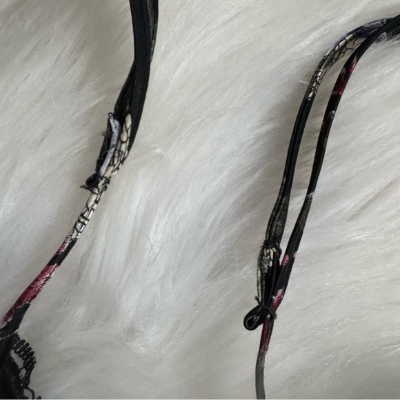 VTG Victoria Secret Gold Label Black Floral Satin Lace Trim Nightie Slip Dress M - Picture 10 of 15